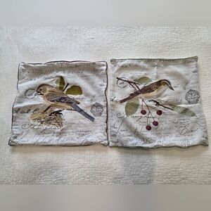 Set of 2 Decorative Bird Pillow Covers in Neutral Tones